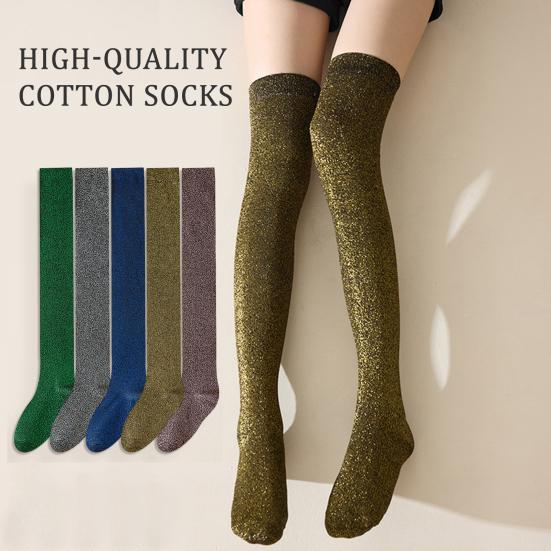 1 para skarpetek za kolano, jednolity kolor, brokatowe skarpetki, oddychające, wygodne, elastyczne, jednolite, zimowe skarpetki