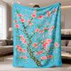 2026 Latest Flannel Blanket Cherry Blossom Tree Artwork Summer Flannel Blanket DoubleSided Throw with Vibrant Digital Print, Lightweight & Warm for So