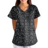 Women's Uniform - Oktoberfest Print Loose V-Neck Short Sleeve with Pockets
