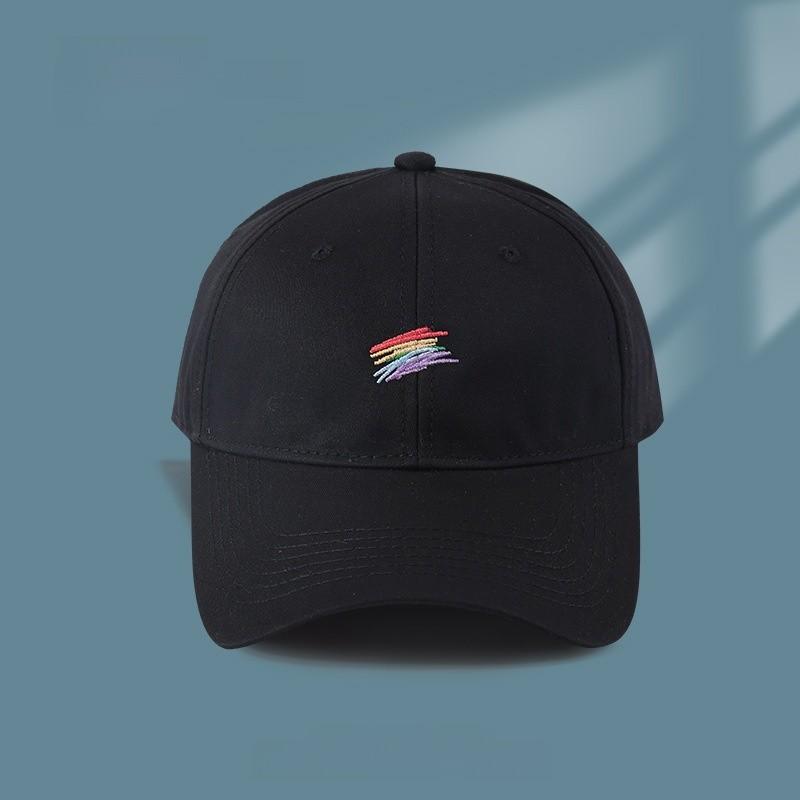 

Cotton Baseball Cap With Line Pattern For Sun Protection Sunshade And Casual Style Black