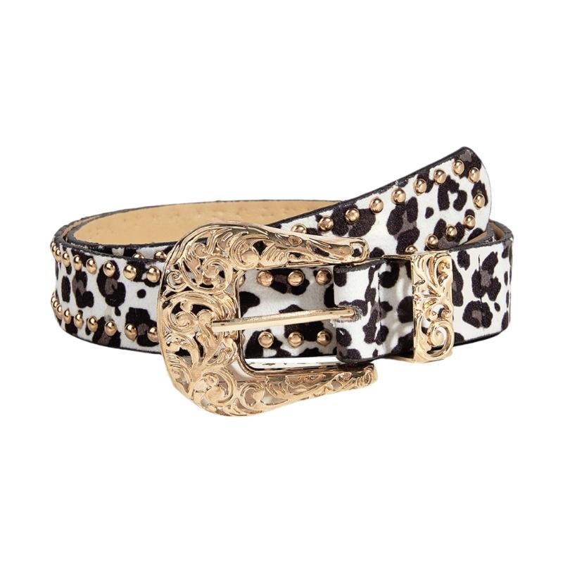 Pin Buckle Belt for Pants Rivet Studded Leopard Pattern Belt Subcultures Sweater Belt 2000s Hot Girl Belt Waist Accessory