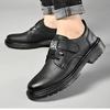 Autumn and winter new British style breathable casual shoes low top thick sole big head leather shoes soft sole