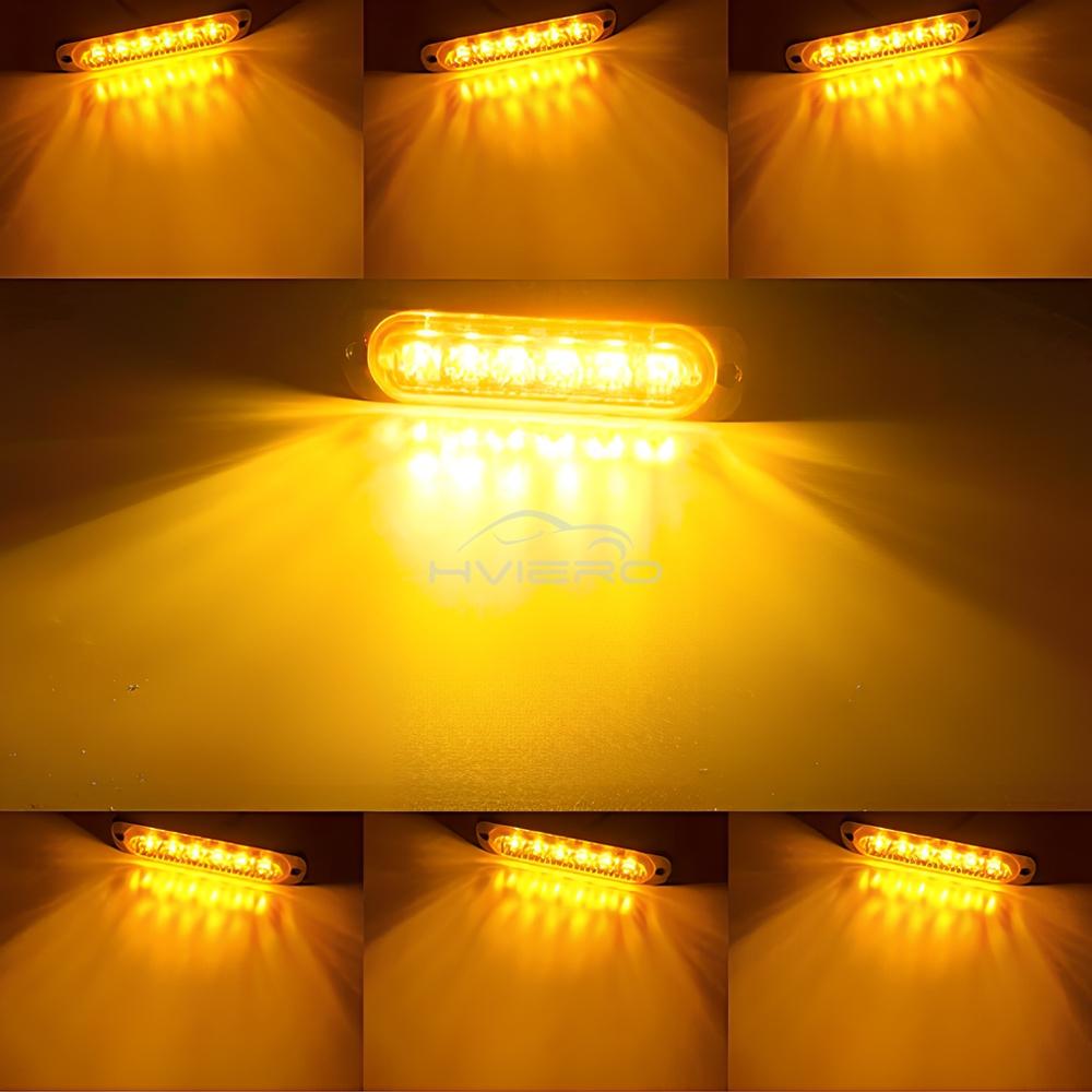 1X Truck 12V-24V LED Warning Strobe Grille Flashing Lamp Bar Side Car Beacon Red Yellow White Turn Signal Parking Drl Fog LightTurn Signal 2
