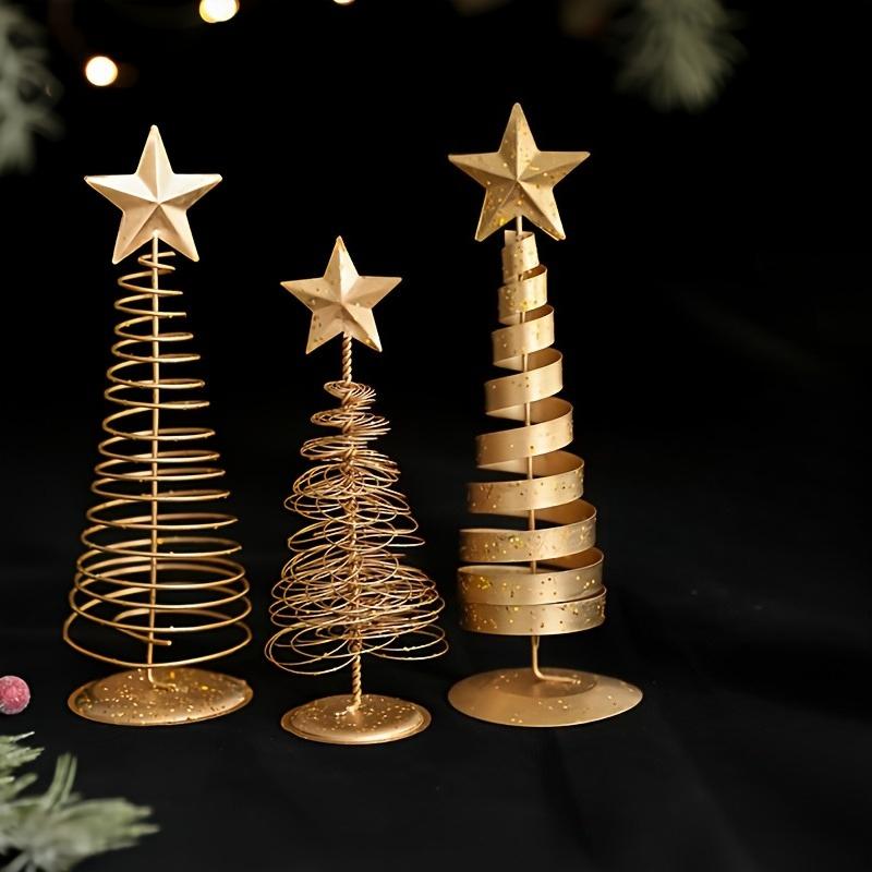 3Packs Vintage Golden Metal Christmas Trees - Mini Star Tabletop Decor,Decor for Home,Office And Party Arrangements