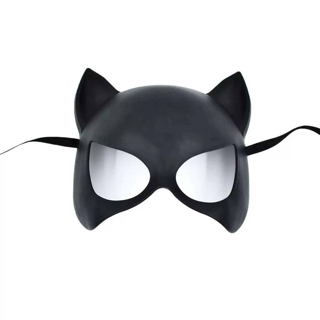Cat Ear Half Face Mask, Black Masquerade Mask for Halloween Cosplay, Party Costume Accessory for Women