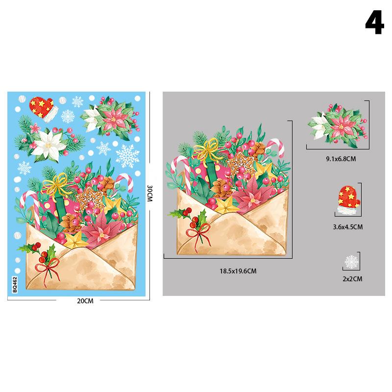 Removable Christmas Pvc Static Sticker Santa Window Stickers Beautify Snowflake Wall Decals New Year Party Glass Dress Up