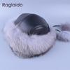 Real Fox Fur Bomber Hat for Women with Leather Thick Warm Sheepskin 56-60cm Lady Winter Caps