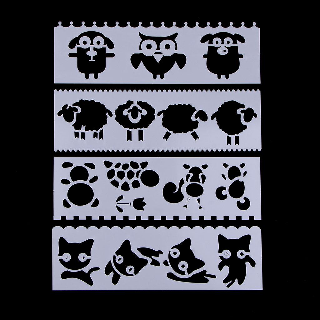 8 Style Journal Drawing Template Stencils Set Scrapbooking DIY Card Flowers