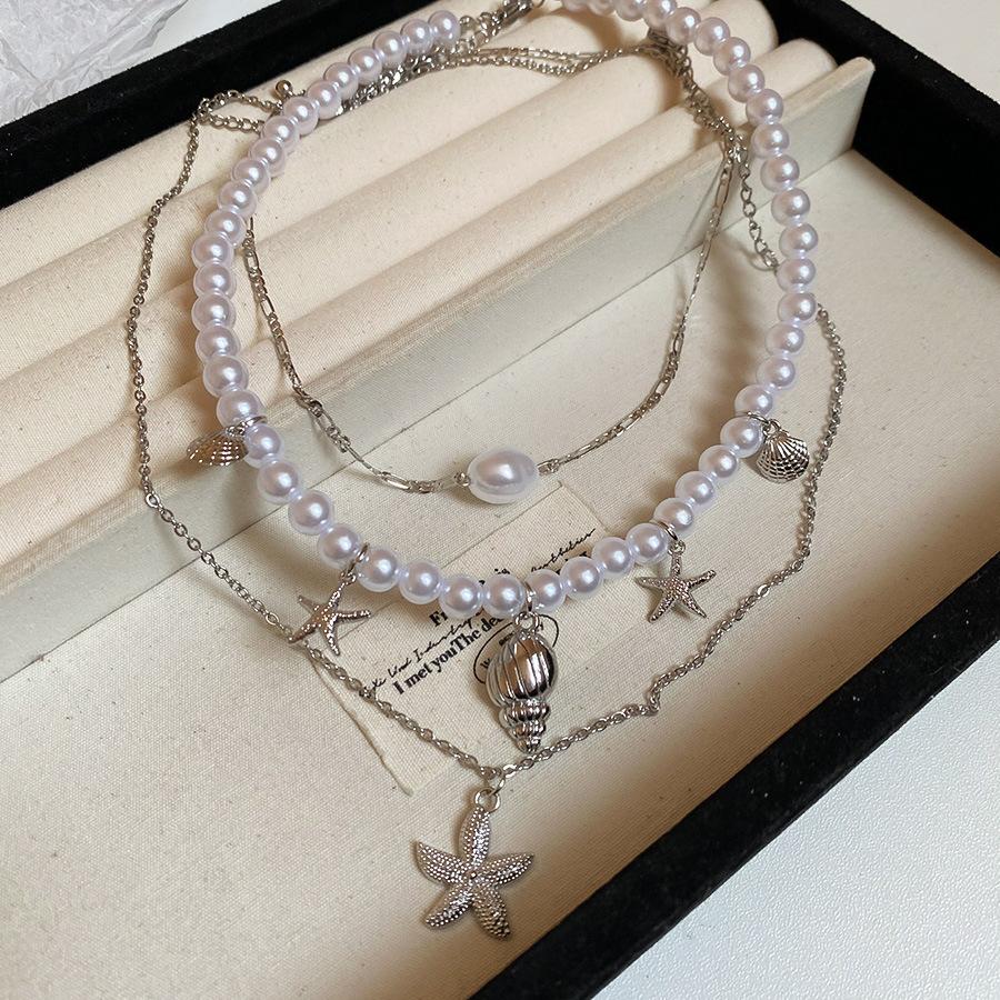 Seaside Vacation Wind Starfish Ocean Series Silver Needle Earrings Summer Personality Temperament Necklace Bracelet Earrings