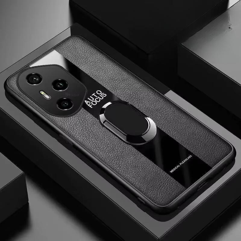 Pro Honor 400 Pro Magnetický prstenový stojánek Držák Pouzdro na telefon Pro Honor 400 Pro 5G Luxusní kožené Nárazuvzdorný Bumper Zadní kryt