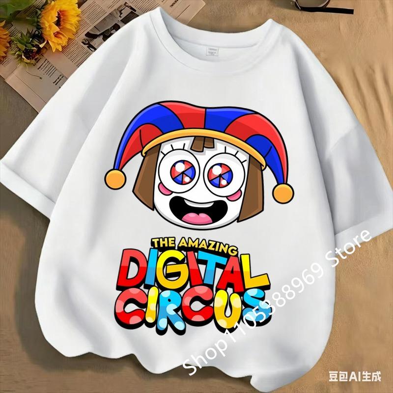 2026 Cute Pomni T-Shirts Children The Amazing Digital Circus Short Sleeve Casual Fashion Printed Boys Girls Tops Spring Summer