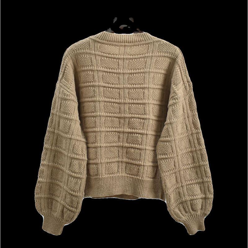 Autumn and Winter Thermal round-Neck Loose and Lazy Style Pure Color Knitting Sweater Pullover Tops Women's Clothing