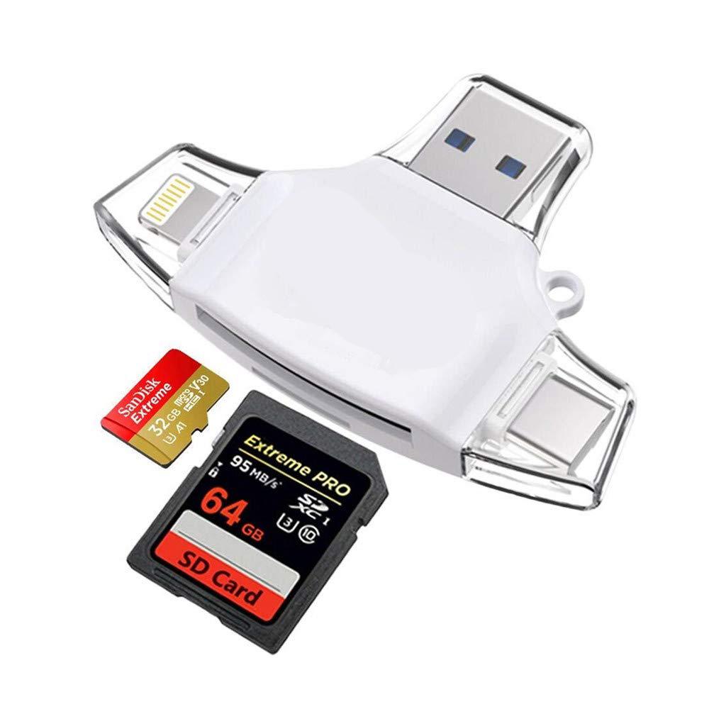 4-in-1 Card Reader for +Micro USB+USB3.0+Type-C Interface for iPhone iPad Android  Smartphones