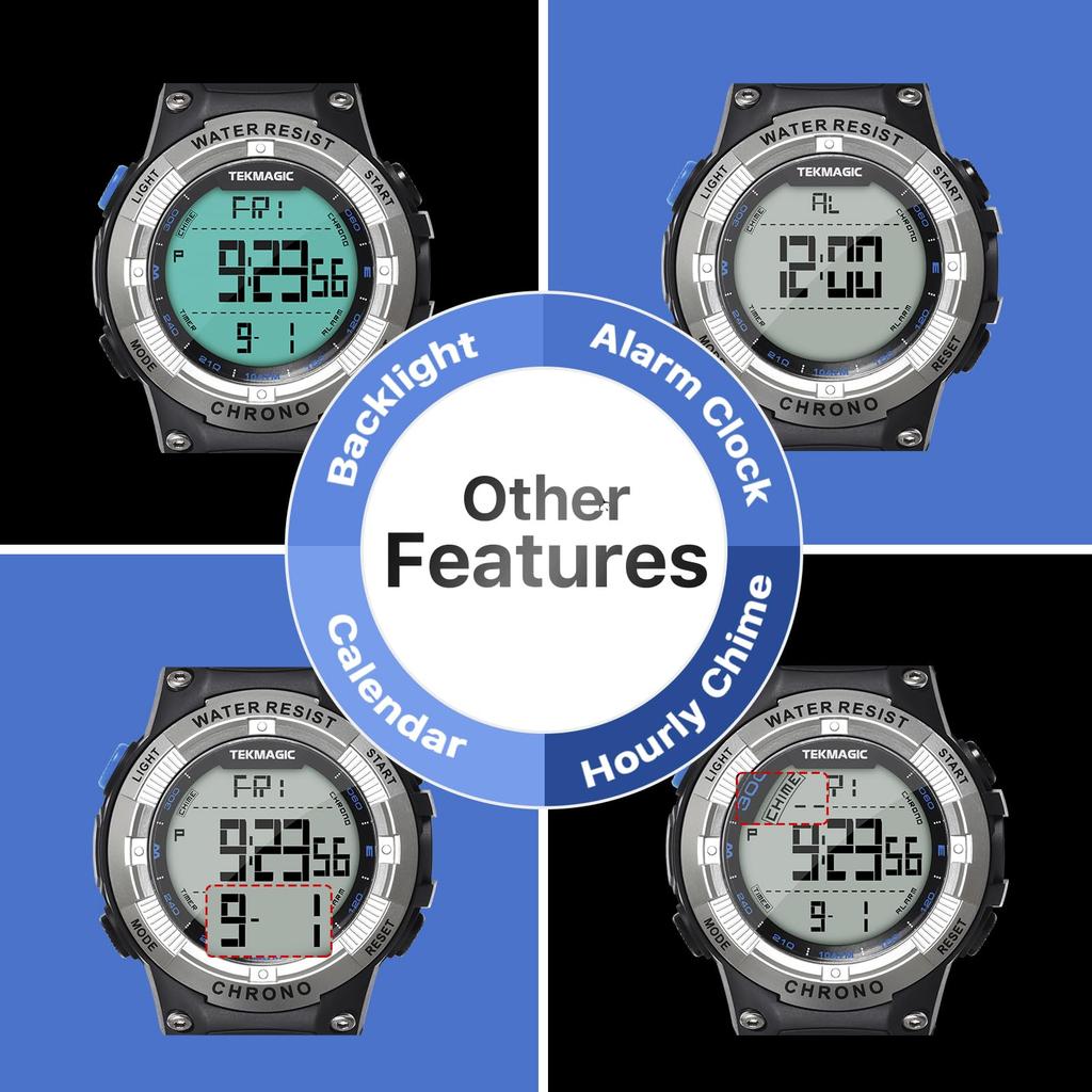 Digital Sports 10 Meter Water with Alarm Dual Time Ideal for Swimming and Diving Men's Watch, ATM/100 Resistant, Backlight, Clock, Stopwatch,