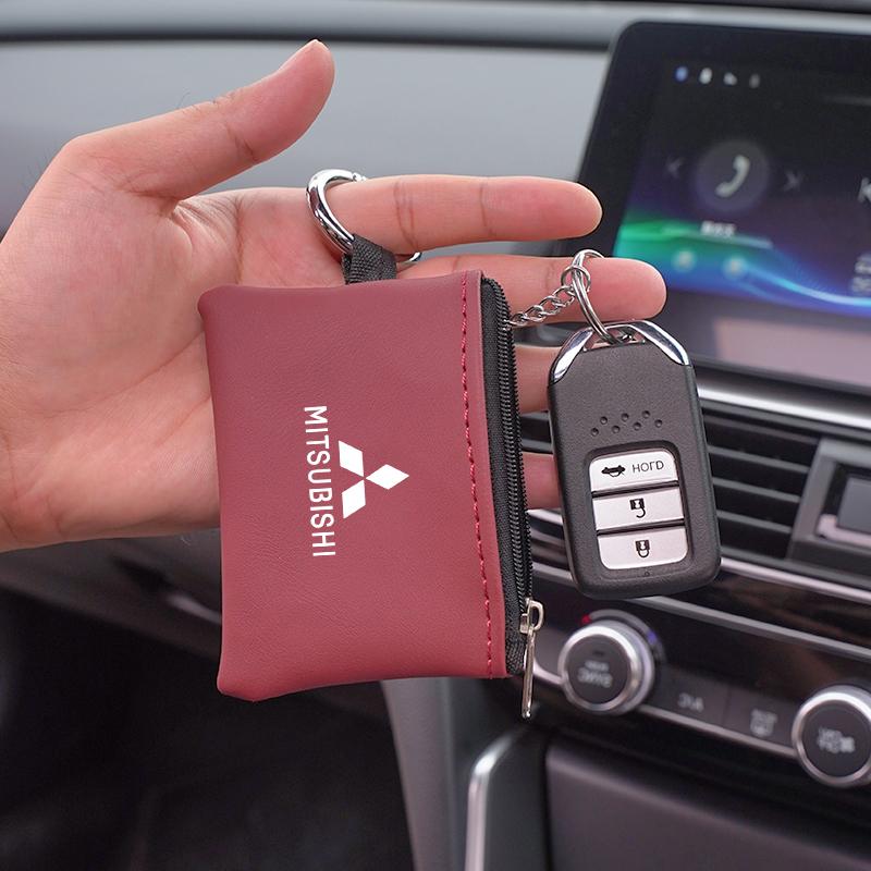 Car Key Holder Storage Bag Leather Car Key Wallets Keys Organizer For Mitsubishi EK Pajero Xpander Eclipse Cross ASX L200 Xforce