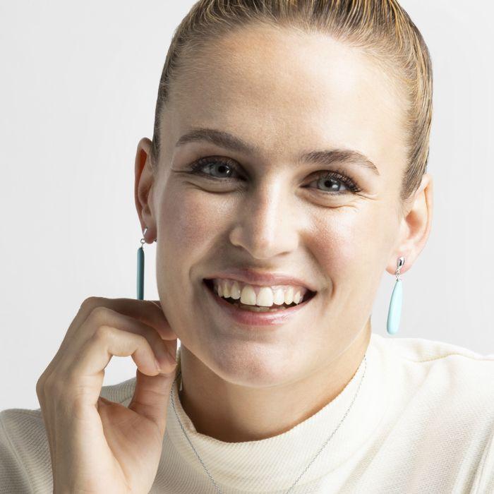 Boucles D'oreilles - ADAK - Argent 925 - Rhodié - Turquoise - Femme