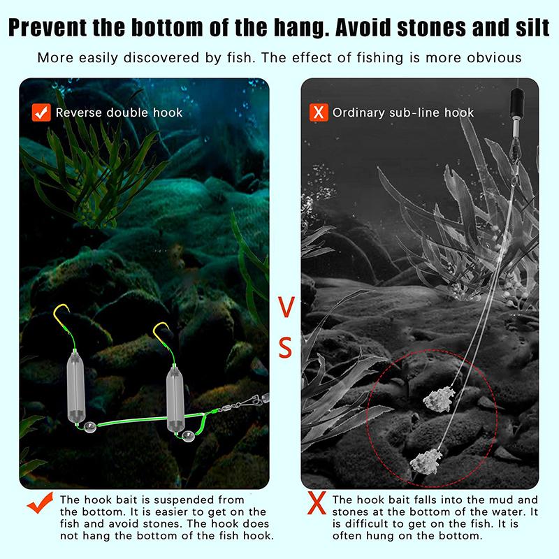 1 Stück Anti-Trennungsbasis Angelhaken Doppelhaken zum Angeln mit lebenden Ködern mit doppelten Köderhalte-Widerhaken Hochkohlenstoffstahl