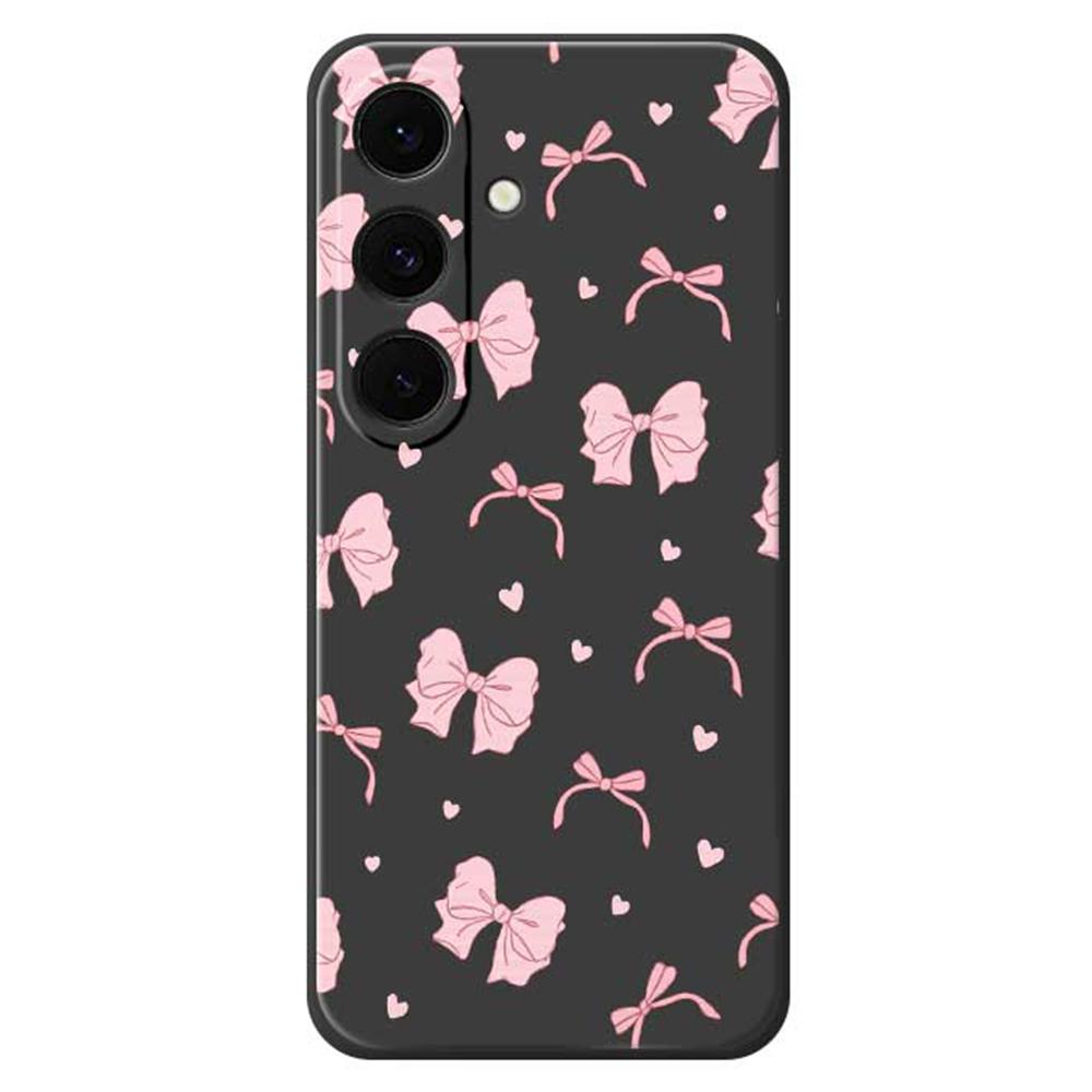 For Samsung Galaxy S25 FE Case Pink Bow Love Pattern Printing Straight Edge TPU Phone Back Cover