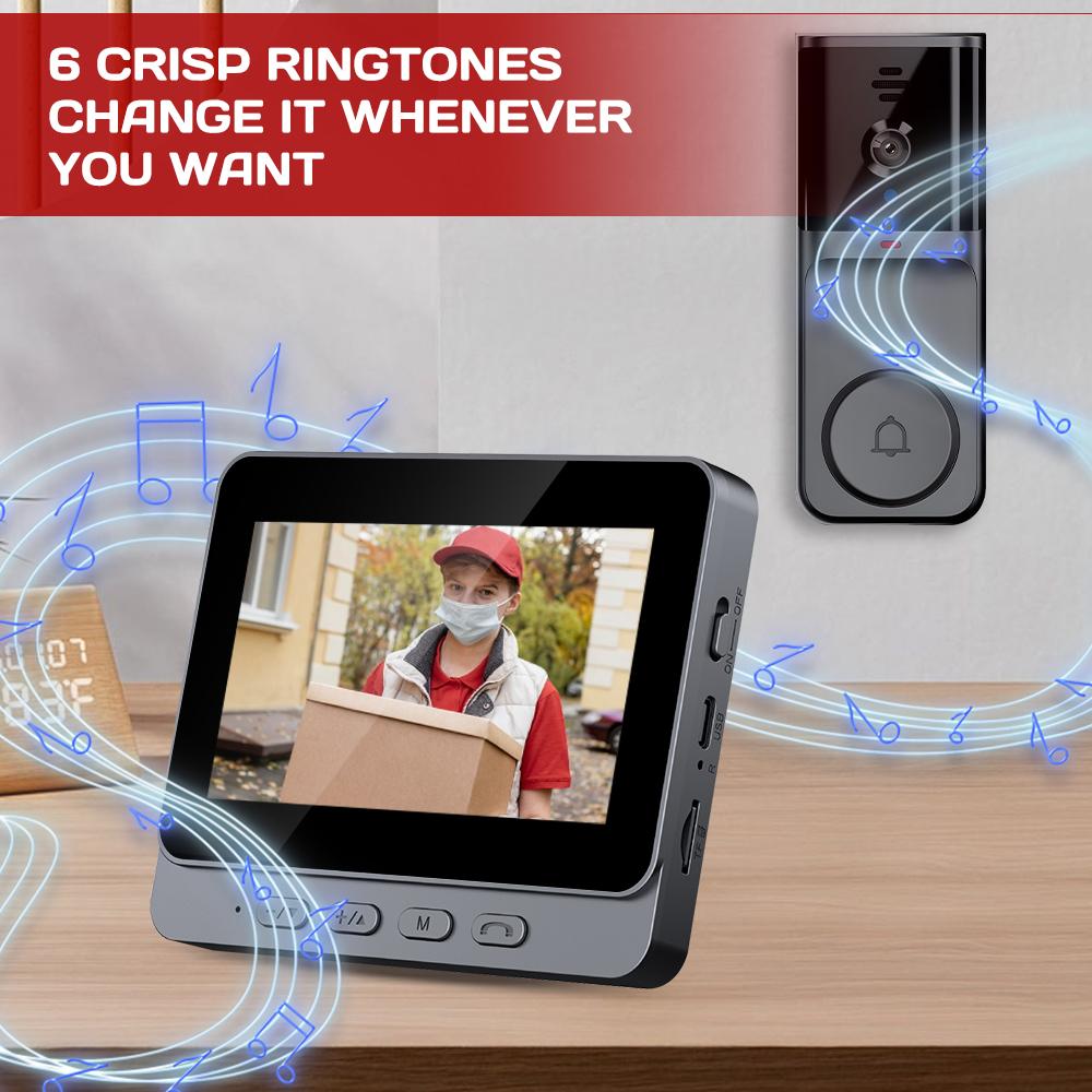 4.3'' Smart IPS Screen Video Intercom Night Vision 2-Way Audio Surveillance Camera Digital Camera with 2.4G Wireless Bell