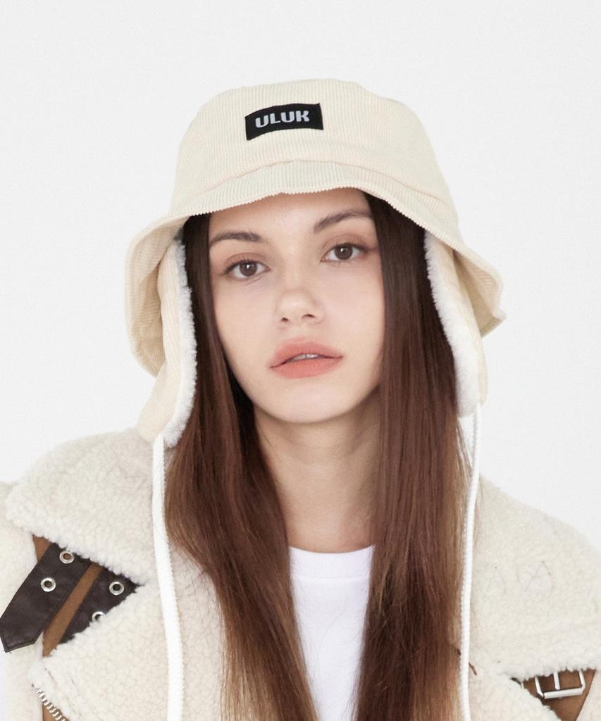 ULUK Essential Label Corduroy Wool Earmuff Bucket Hat_Ivory