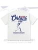 T-shirt en coton Étoile de Baseball Imprimé High Street Respirant Haut Col Rond Décontracté Adulte Vêtements pour Femmes