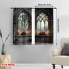 2D flat printing 2pcs Window Curtains Gothic Red Rose Flowers Polyester  Without Electricity Festive Backdrops Suitable for