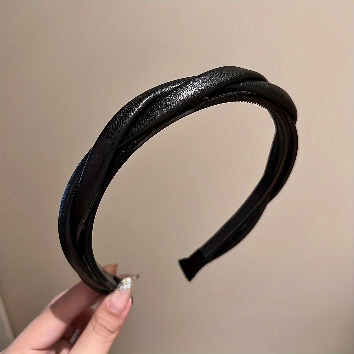 

Twist Faux Leather Headband, Versatile And Stylish Headdress, Minimalist Hair Hoop, Hair Accessory. чёрный