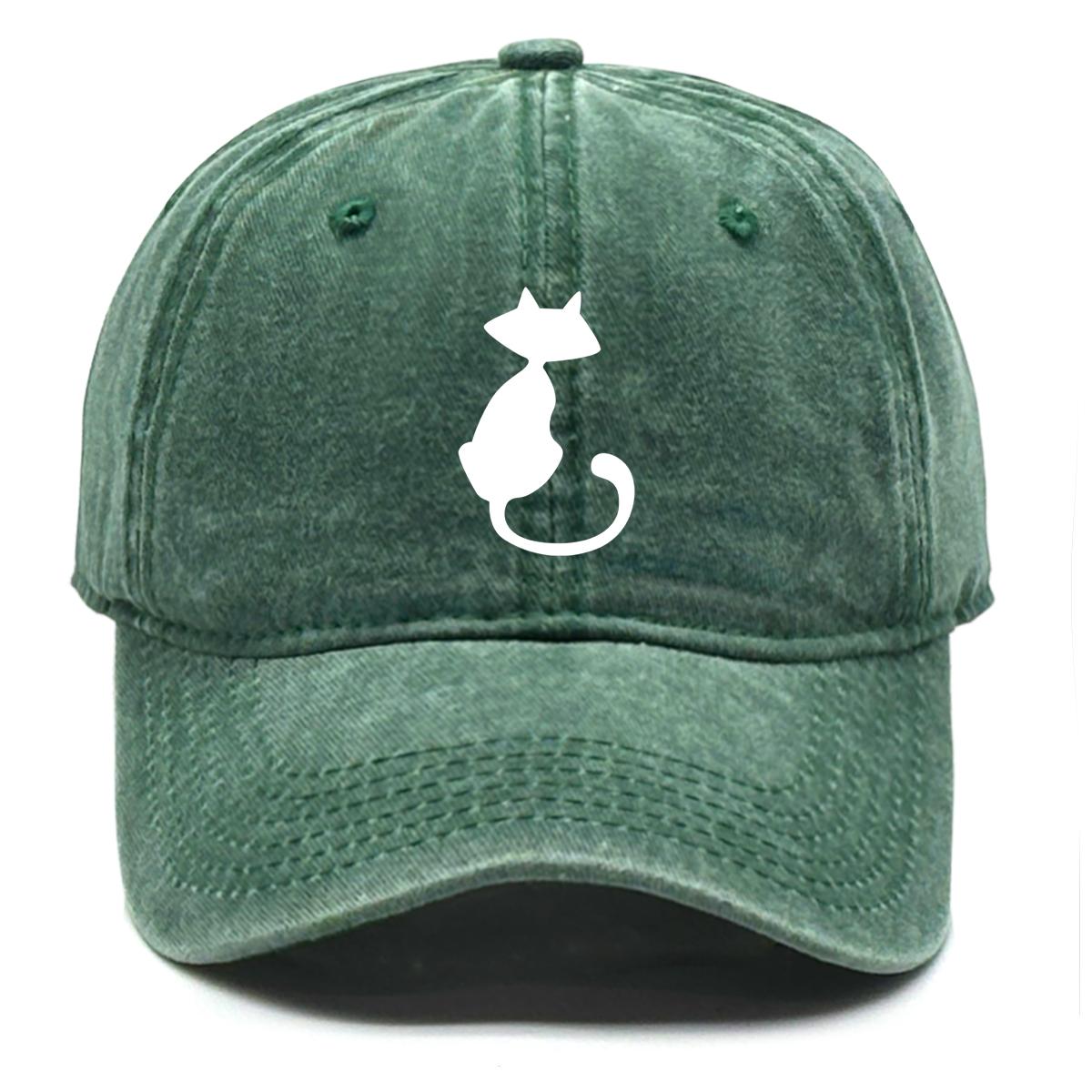 

White Cat Print Adjustable Sun Hat, Animal Trucker Hat Trendy Stylish Simple Cotton Snapback Baseball Cap as the picture зелёный