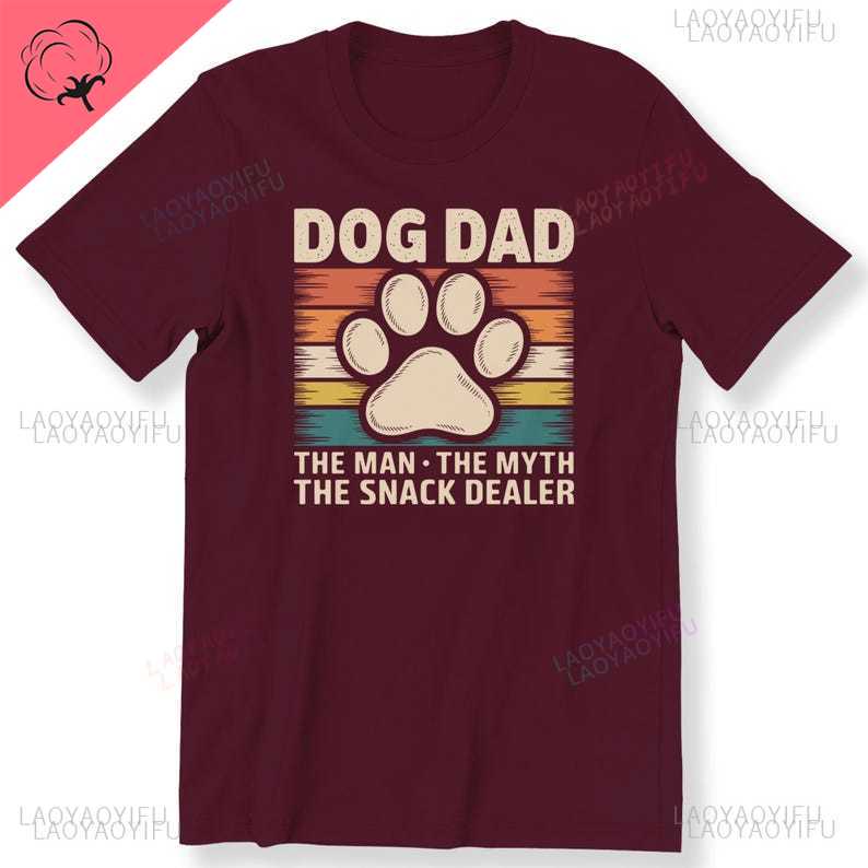 Dog Dad The Man Myth Snack Dealer Tshirt Gift for Dog Dad Shirt for Dog Lover Fathers Day Gift Streetwear Printed Oneck Tee