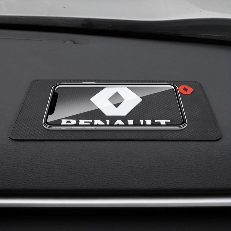 Radkappen 1 Stück Auto Logo Rutschfeste Matte Auto Armaturenbrett Klebriges PVC-Pad Für Renault Megane 2 3 4 Twingo Clio Talisman Captur Trafic Kw