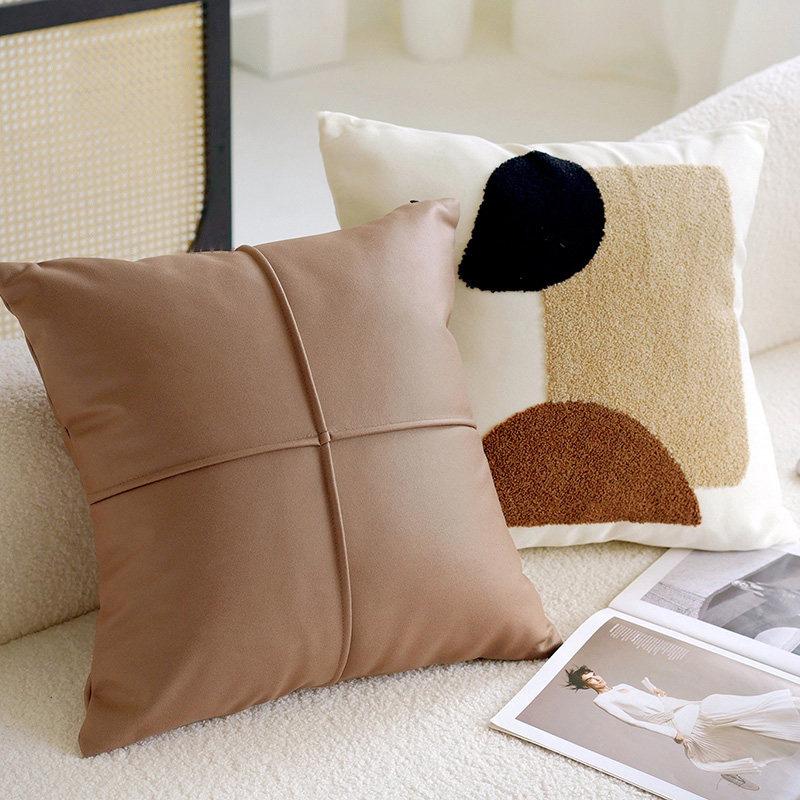 Neutral Earth Tone Abstract Throw Pillow Covers - Tufted & Textured Cushions for Couch & Home Decor Throw Pillow Customizable