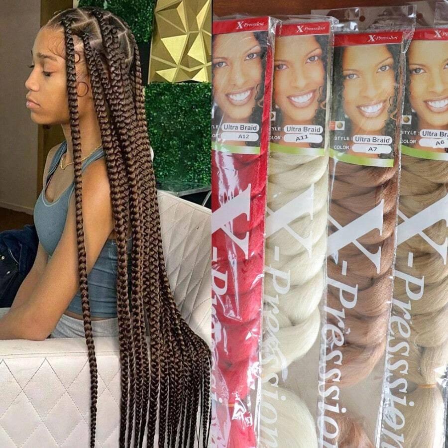 2026 Xpression Synthetische Große Zöpfe Häkelhaar Zopf-Extensions Yaki Glattes Haar Damen Jumbo-Zöpfe Haare Tägliches Tragen