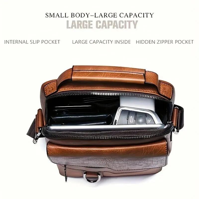 Practical Shoulder Bag for 9.7" Ipad Men PU Leather Flaps Men's Crossbody Bags Business Flap Male Solid Messenger Travel Bag