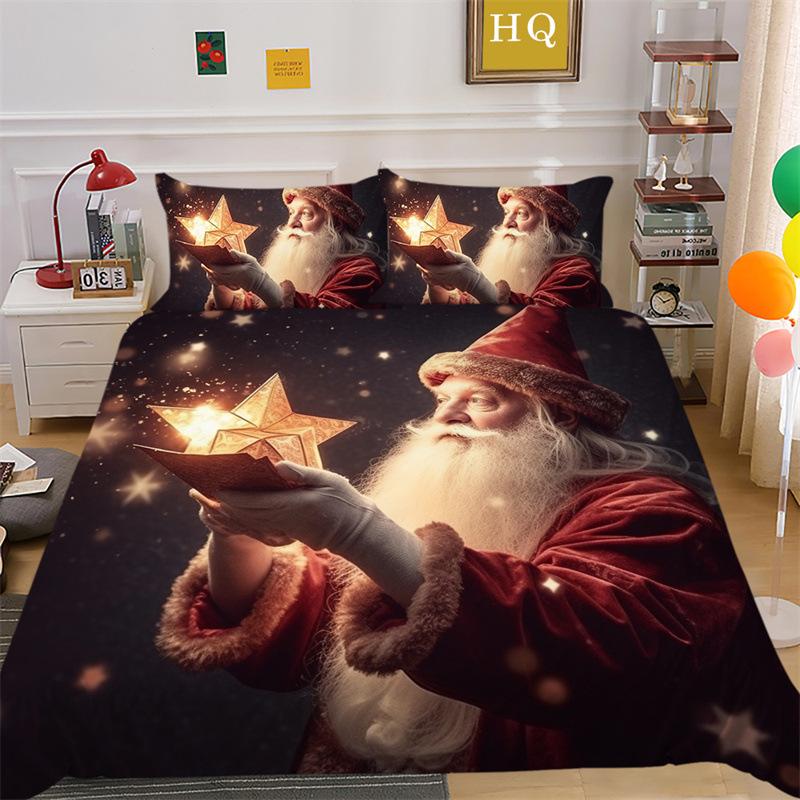 Christmas Gift 3D Printed Polyester Pillowcase Quilt Cover Two Or Three-Piece Set Is Available