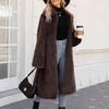 0 imitation fur coat top imitation fox hair long coat warm and cold trench coat
