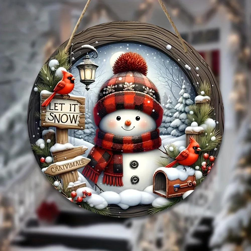 Snowman Front Door Welcome Sign 2026 Christmas Wooden Snowman Door Sign for Garden Farmhouse Home Christmas Winter Sign