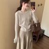 Solid Color Crew Neck Knitted Bottoming Shirt Women's Autumn and Winter New Waist Sweater Slim and Thin Shirt with Top