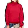 Women's Casual Loose Fit Color Block Long Sleeve High Neck Pullover Sweatshirt