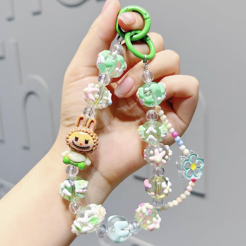 Adorable Cartoon Sanrio Handmade Beaded Mobile Phone Chain Keychain Cute Bag Pendant