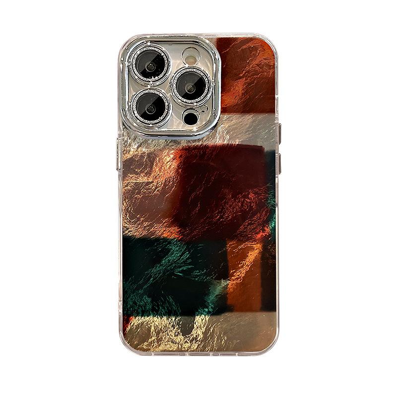 

Ретро браслет с цветными блоками, подходит для чехла для телефона Apple 16PRO 15, узор «Фольга-ледник» 14, полностью закрывающая пленка для линз XS/XR Redmi Note 11 Pro