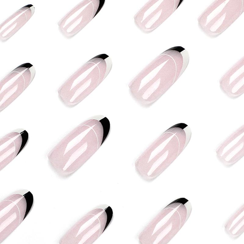 Wearing Nail Art Simple French Nail Film Black and White Wearable Nail Film Finished Product Press On Nails