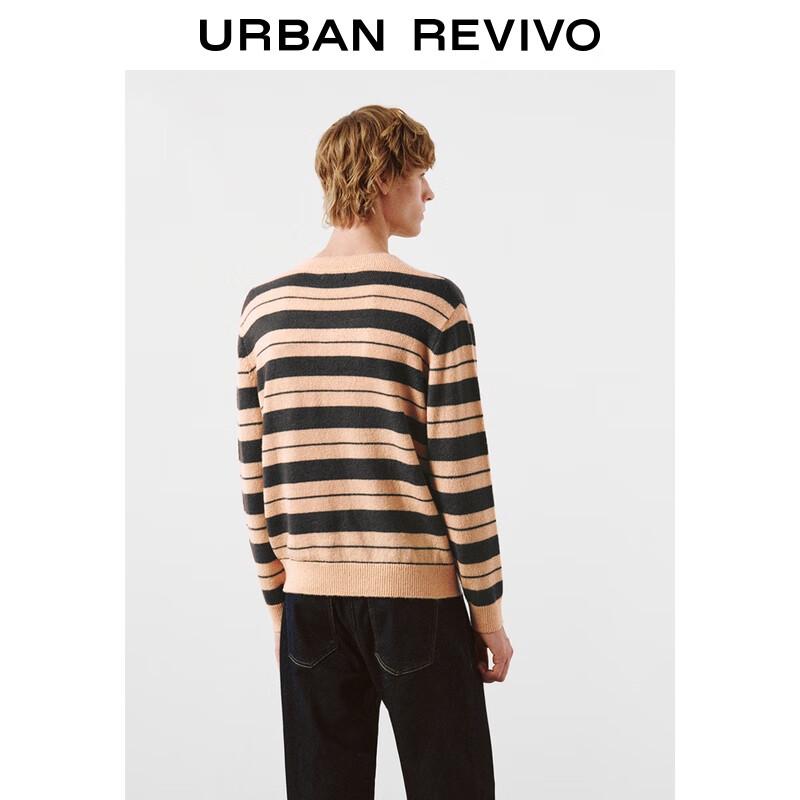 UR Men's 2025 Winter Color-Block Stripe V-Neck Knit Sweater