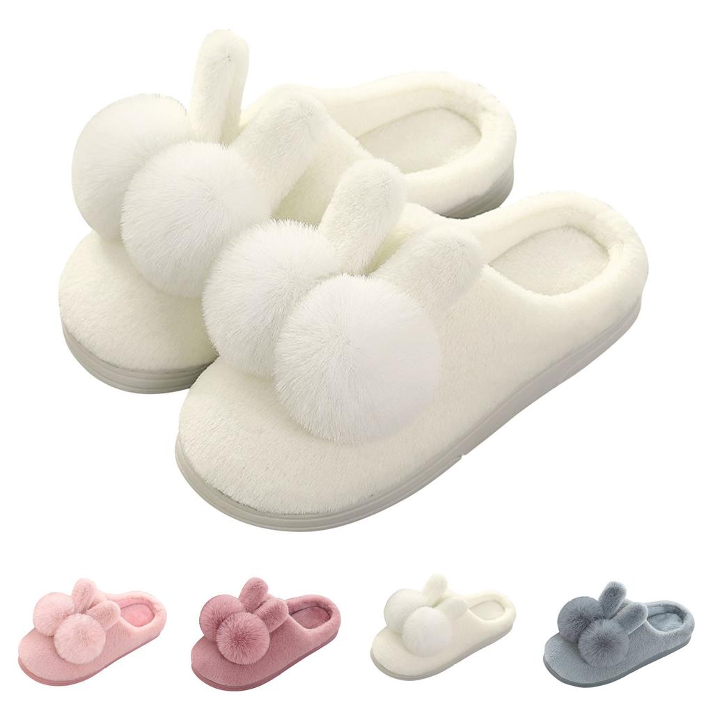 Womens Size 8 Slippers Couples Women Slip Furry Plush Flat Home Winter Round Toe Keep Warm Cartoon Chaussures Femmes éLéGantes