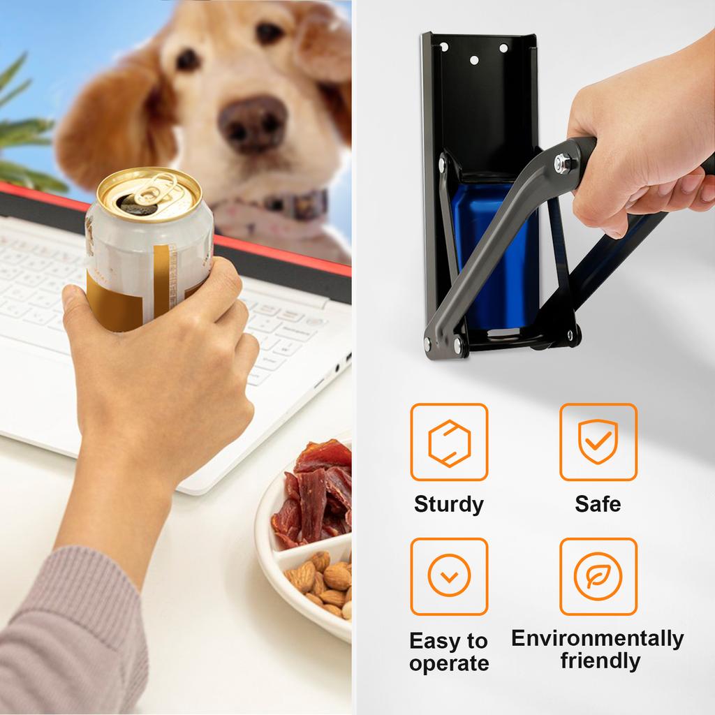 1Pc Can Crushers 16 oz Heavy Duty Metal Can Crusher Wall Mounted Soda Beer Can Smasher with Screw for Recycling Bottles and Beer