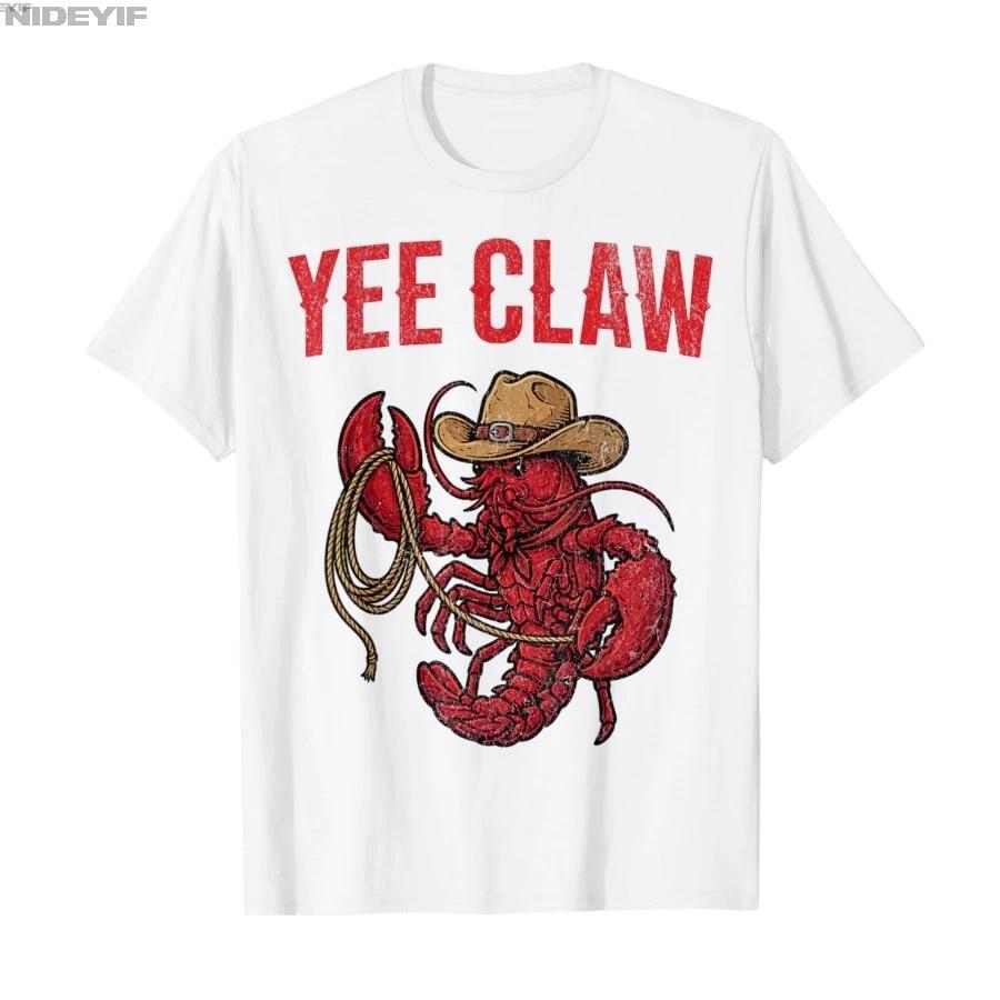 Funny Lobster Cowboy Crab Trendy Yee Claw Meme Crawfish Tshirt For Men Women 100 Cotton T Shirts Short Sleeve Tops 04201 S