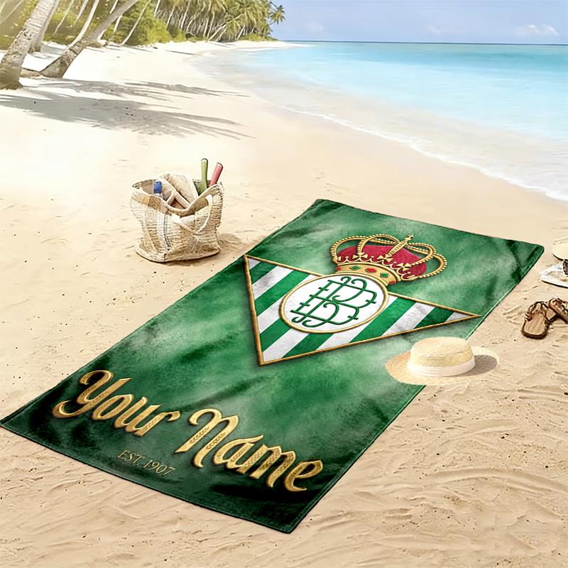 Name Custom Real Betis Print Beach Towel, Large Soft Quick Dry Towel for Beach Camping Swimming