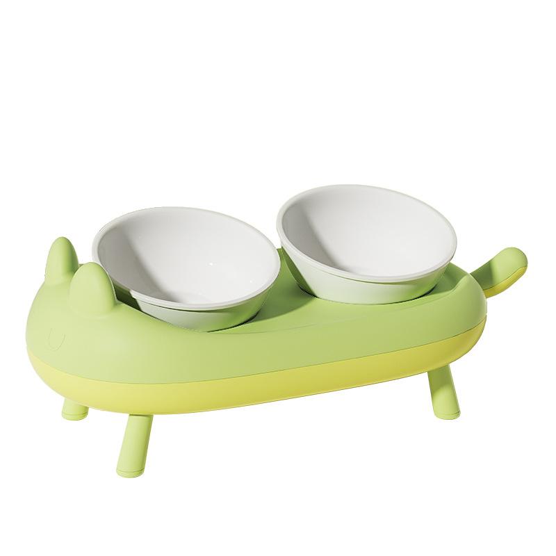 Katzennapf, Keramik-Katzenfutternapf, Katzenreisnapf, hoher Napf, geneigte Öffnung zum Schutz der Halswirbel und zur Verhinderung des Umkippens, Doppelnäpfe