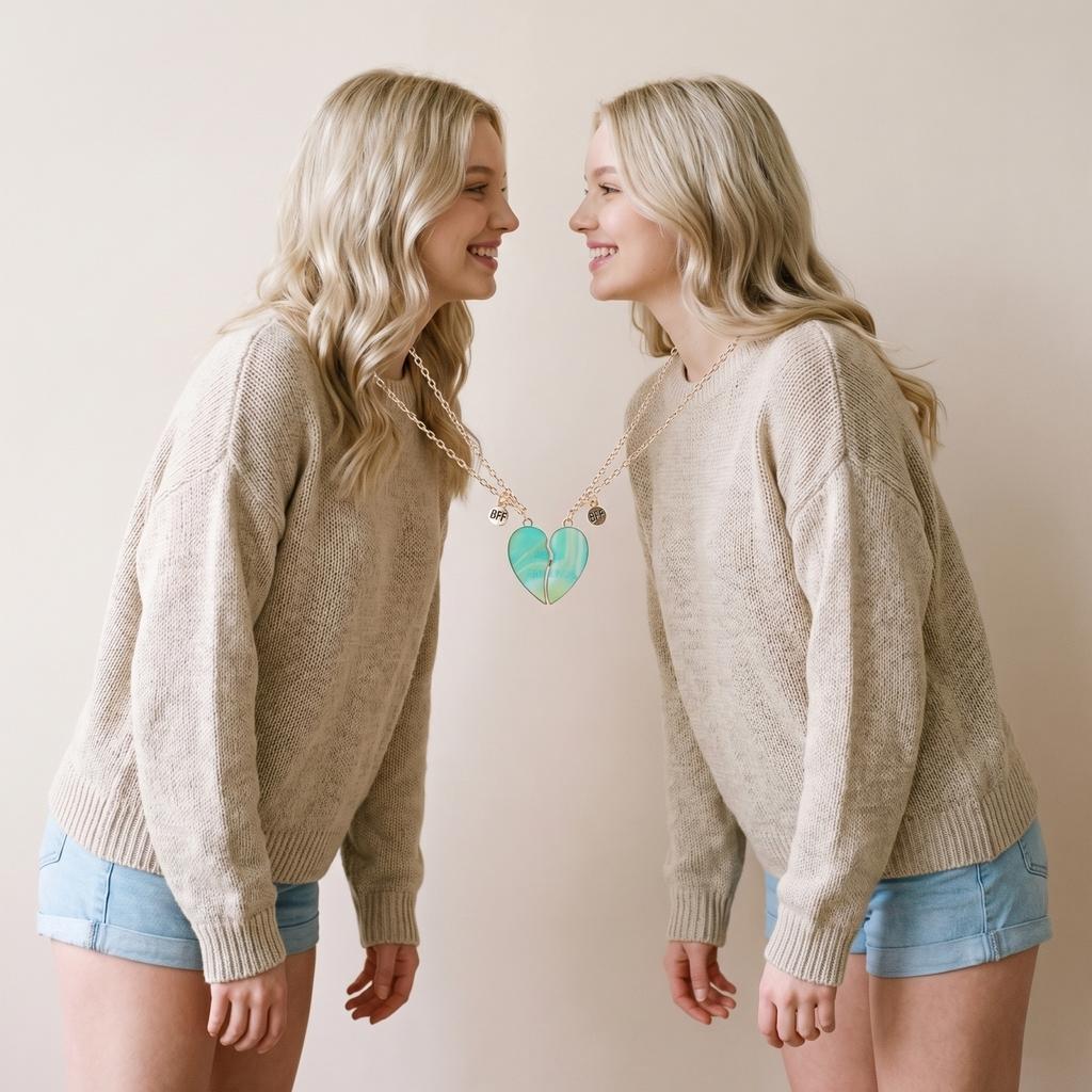 Herzschmerz Legierung Herzförmig Magnetisch Anziehend Halskette