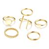 6 Pcs/set Rings Creative Love-shaped Geometric Open Band Ring Cold Style Joint Ring Set