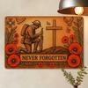 "Never Forgotten" Iron Plaque - 30x20cm Memorial Sign for Historical Remembrance